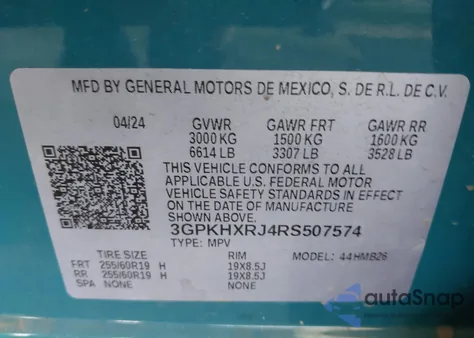 2024 Honda Prologue Touring из США, поврежденный, VIN 3GPKHXRJ4RS507574